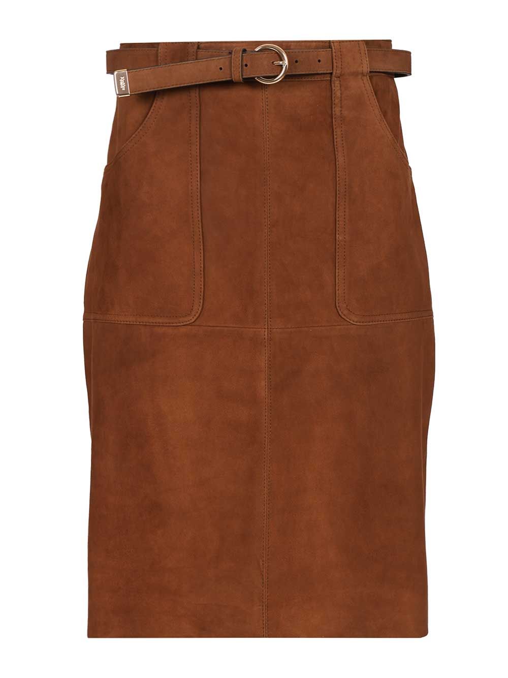 Max Mara Studio Suede Midi Skirt Gonne - Marrone | 4ee1b6acf0a2943b33756054a70783aaae37c8df