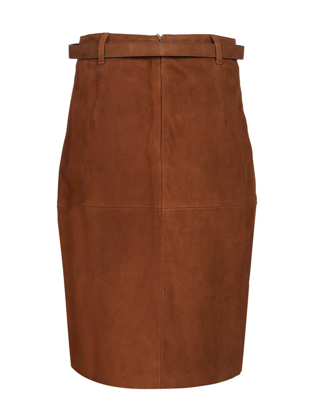 Max Mara Studio Suede Midi Skirt Gonne - Marrone | c881820ce5e4840071d500033d5cae85aca4bd48