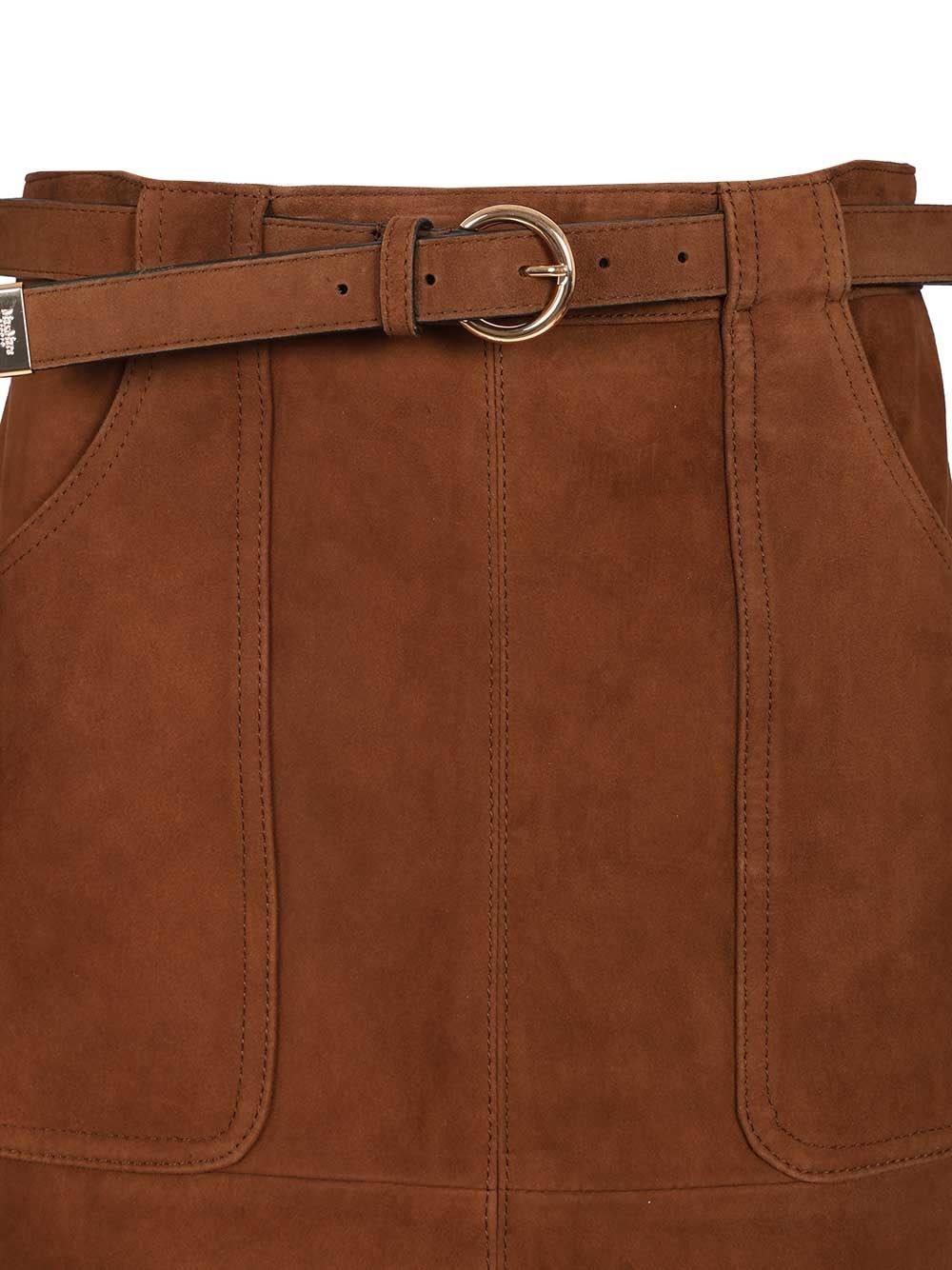 Max Mara Studio Suede Midi Skirt Gonne - Marrone | d1be0100a0ddcdf2551b427b17e2e65c1e8fb00f