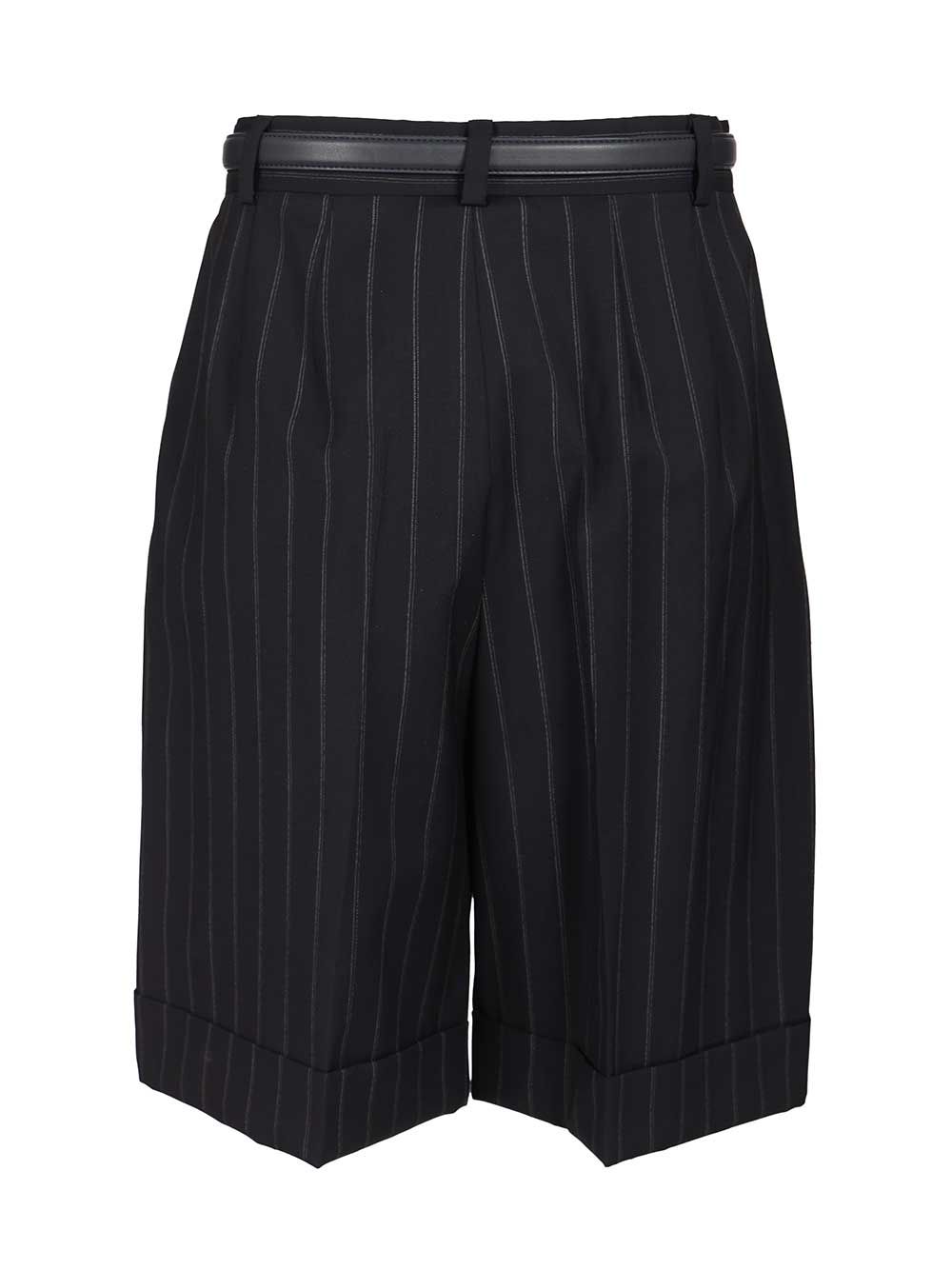 Max Mara Studio Wide Pinstriped Wool Bermuda Trousers - Blu | aee173e41509700c1c009ffda1d14637ba2be5e7