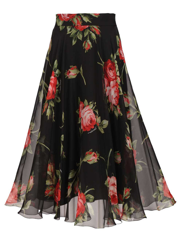 Dolce & Gabbana Chiffon Full Skirt Gonne - Nero | 2a6b7d3f1d51ba60c3492be06517cec5a99d224d