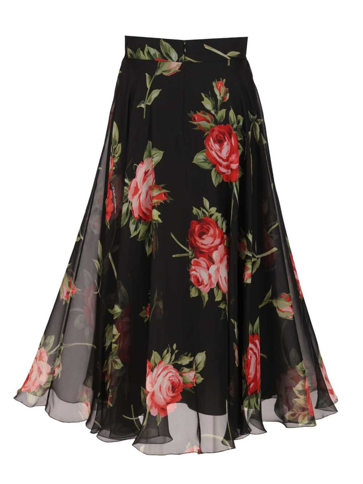 Dolce & Gabbana Chiffon Full Skirt Gonne - Nero | 01d948482ce2b1032f8e57a69e83bb3ca4a7b359