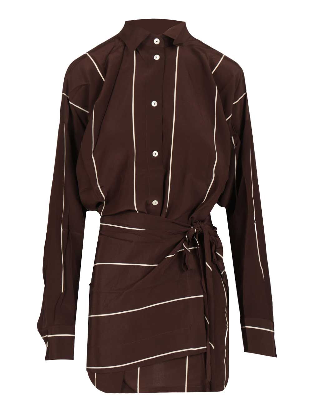Bondi Born Orta Silk Mini Dress Abiti - Marrone | d19c0a40bd8fefcea39db51a3be2bf902e3c69fc