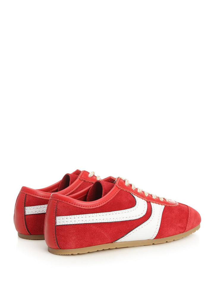 Dries Van Noten Leather And Suede Sneakers - Rosso | 4d89f379d1d5f14861bdcc976e98f73af88775f2