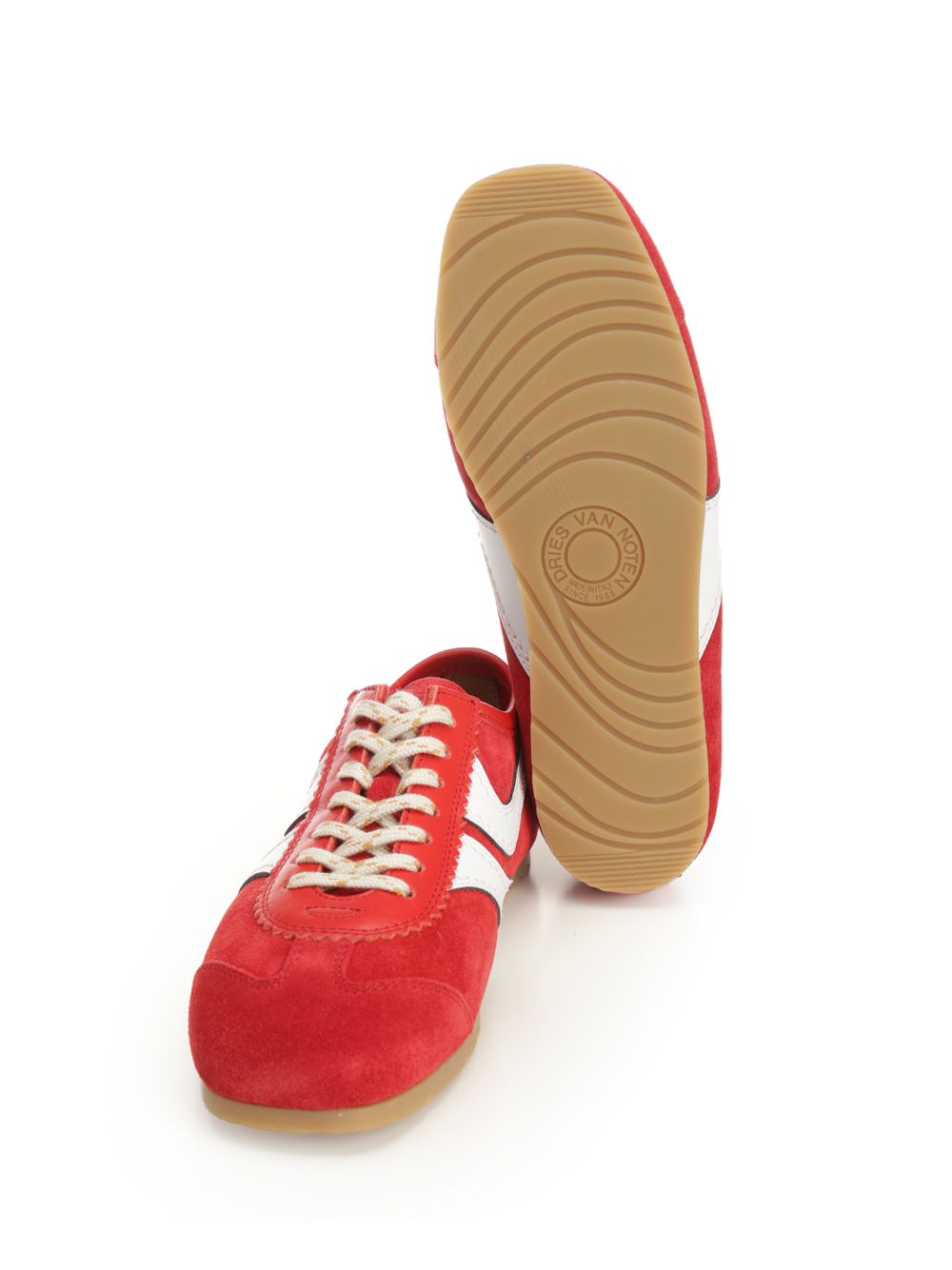 Dries Van Noten Leather And Suede Sneakers - Rosso | d6d3c18722badd4e2c3b2b15a7ff7b89704d29a3