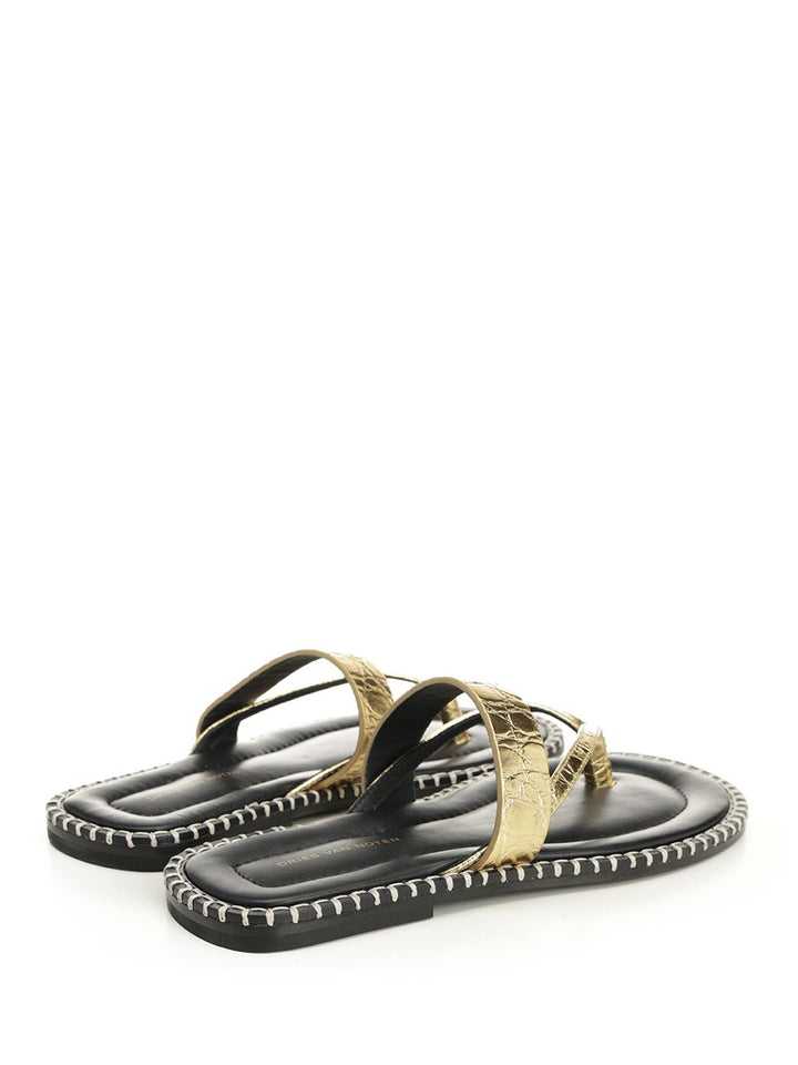 Dries Van Noten Metallic Leather Flip-Flops Scarpe basse - Oro | fc631e09e7dc1332e81025be0d4b4d6eb49b9d20