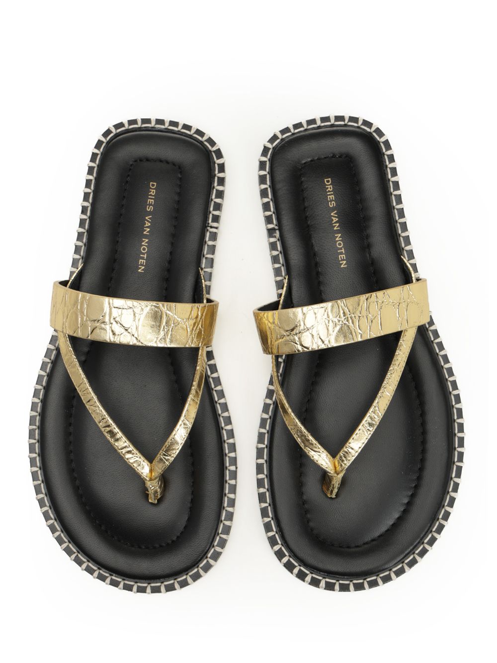 Dries Van Noten Metallic Leather Flip-Flops Scarpe basse - Oro | f3b096bc3d30aabee2506c1c4d99c776b9fbdb70
