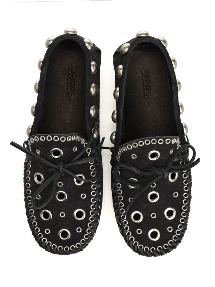 Isabel Marant Suede Eyelets Moccasin Scarpe basse - Nero | 7dceae41577200ef26e46aec4141540af6c8ddef