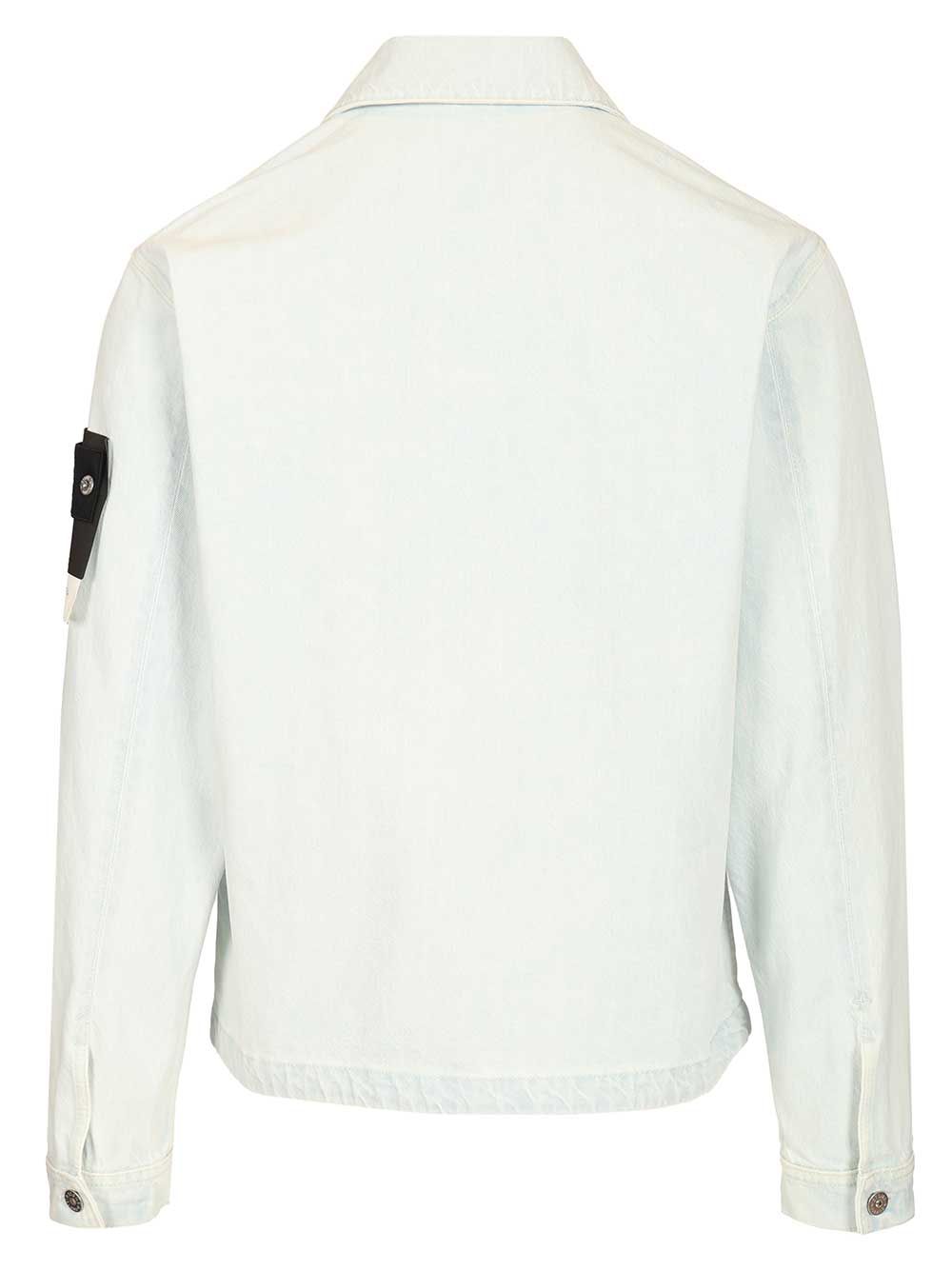 Stone Island Denim Research Coach Jacket In Ultra Bleached Denim Giacche - Light blue | a6e9fa44b693ea5f5476c47afe01ab0e80e7102a