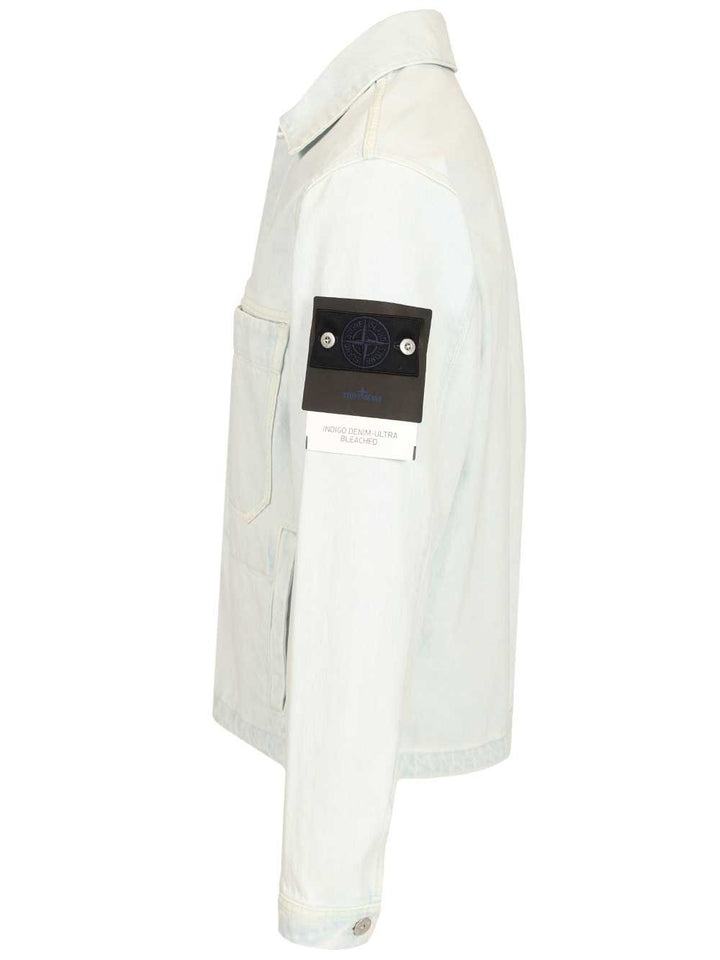 Stone Island Denim Research Coach Jacket In Ultra Bleached Denim Giacche - Light blue | 2165cb2ebcbb7c073b3a5546064a5920f3800f5d