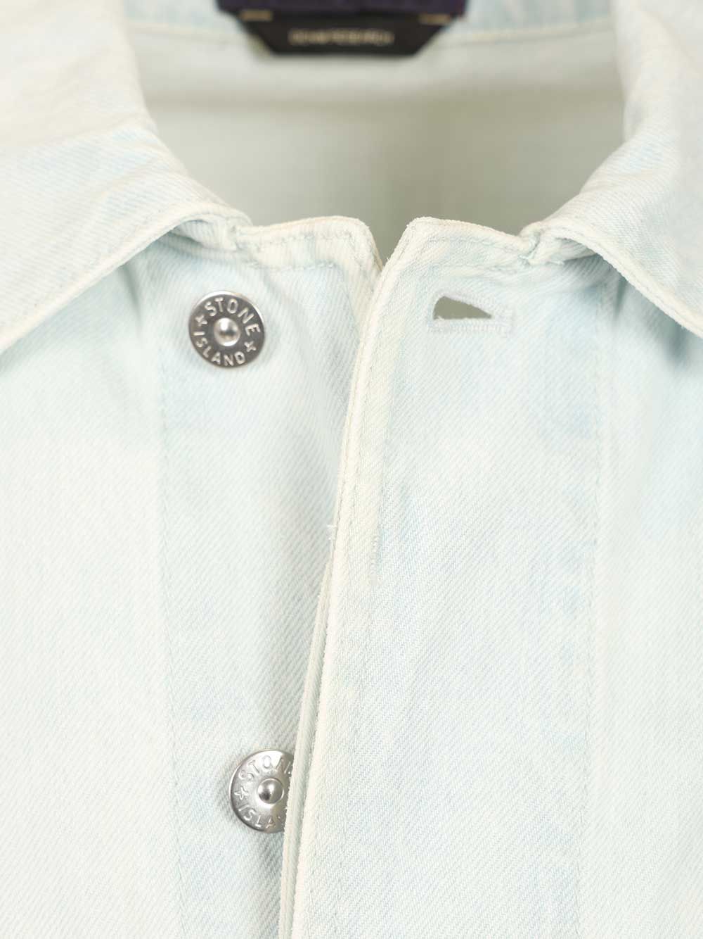 Stone Island Denim Research Coach Jacket In Ultra Bleached Denim Giacche - Light blue | 711cc362f7cdd01ebb8fdf9fb78f44ae8f9321a2