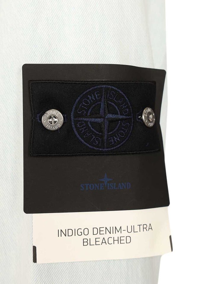 Stone Island Denim Research Coach Jacket In Ultra Bleached Denim Giacche - Light blue | dadb40696f248973635b831f42481a00a0e37d95