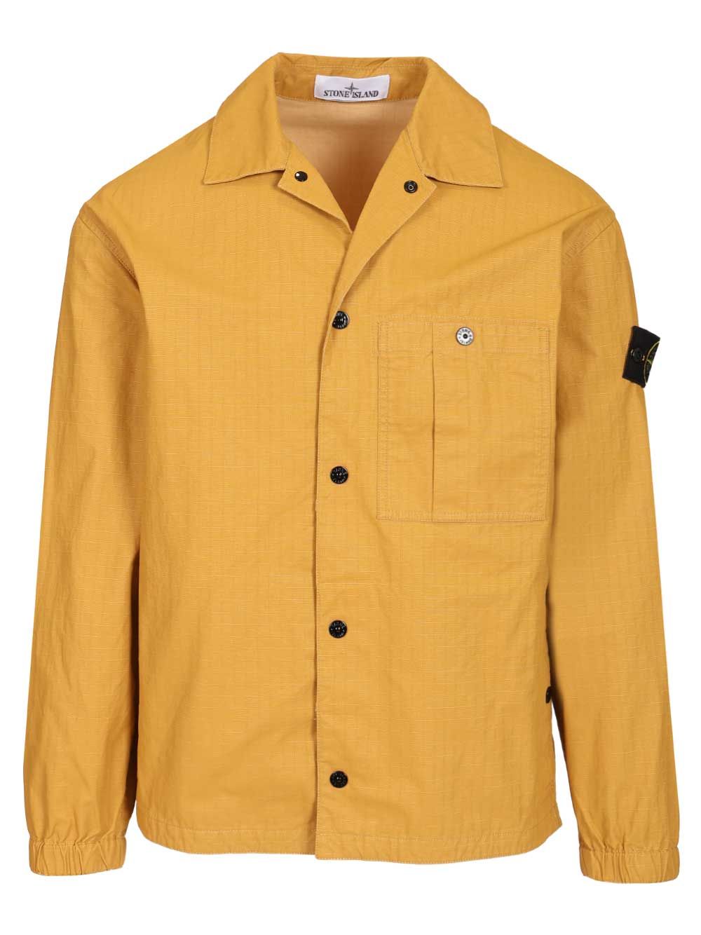 Stone Island Overshirt In Resin-Treated Cotton Ripstop Giacche - Giallo | d882f03b6b53f70d30672c8c37c318c947b5f4d3