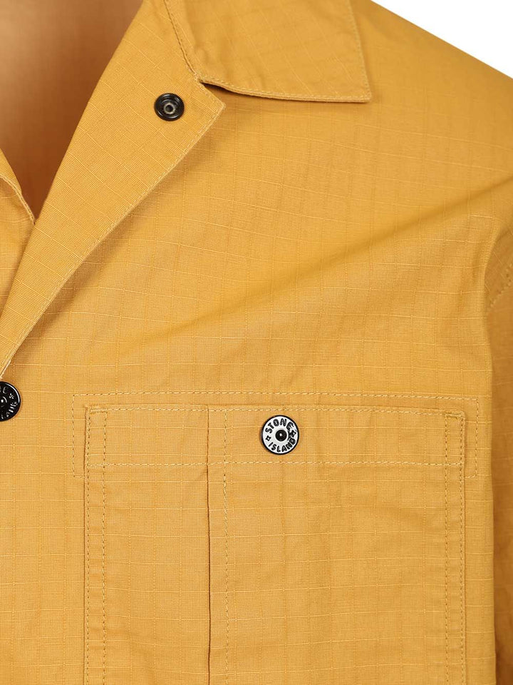 Stone Island Overshirt In Resin-Treated Cotton Ripstop Giacche - Giallo | 2b98088252ecdcd85a1ebc844a79b5600a1561bc