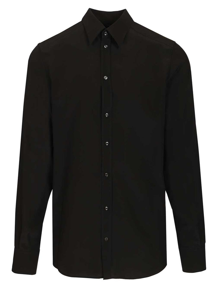 Dolce & Gabbana Formal Shirt In Silk Crepe De Chine Shirts - Nero | 6860fa6f1fcd1ac223e9587ac0e0e99618479e9a