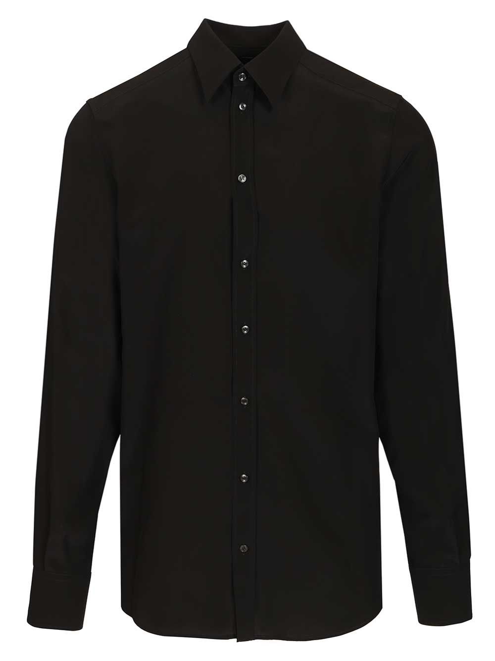 Dolce & Gabbana Formal Shirt In Silk Crepe De Chine Shirts - Nero | 6860fa6f1fcd1ac223e9587ac0e0e99618479e9a