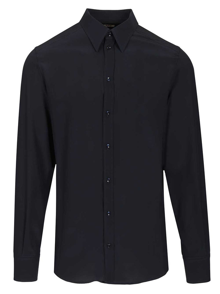 Dolce & Gabbana Formal Shirt In Silk Crepe De Chine Shirts - Blu | f295f978376252e5cc7822ae318530fedb386413