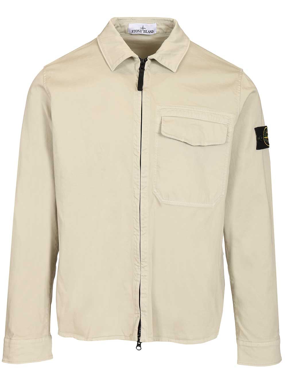 Stone Island Stretch Organic Cotton Satin Overshirt Shirts - Grey | 0adc54106bb2a7580fbba27b5264b53ed3536e9e