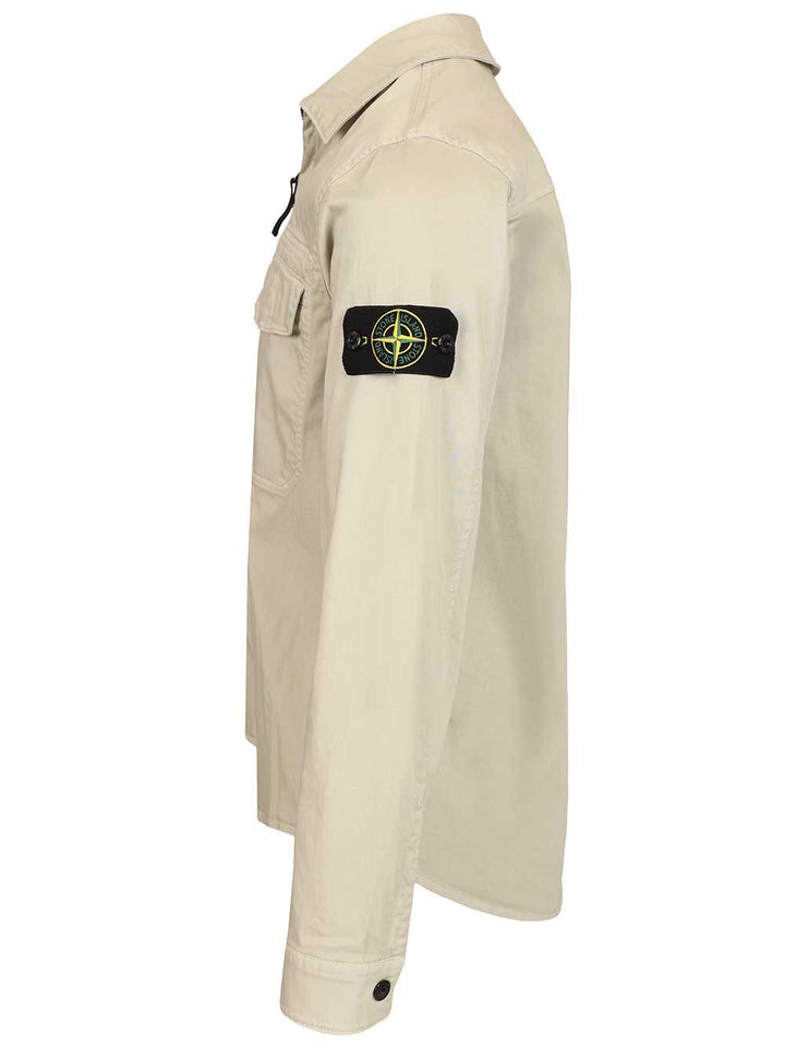 Stone Island Stretch Organic Cotton Satin Overshirt Shirts - Grey | 341591f6effff183e59de4726dc9dcd83ace3211