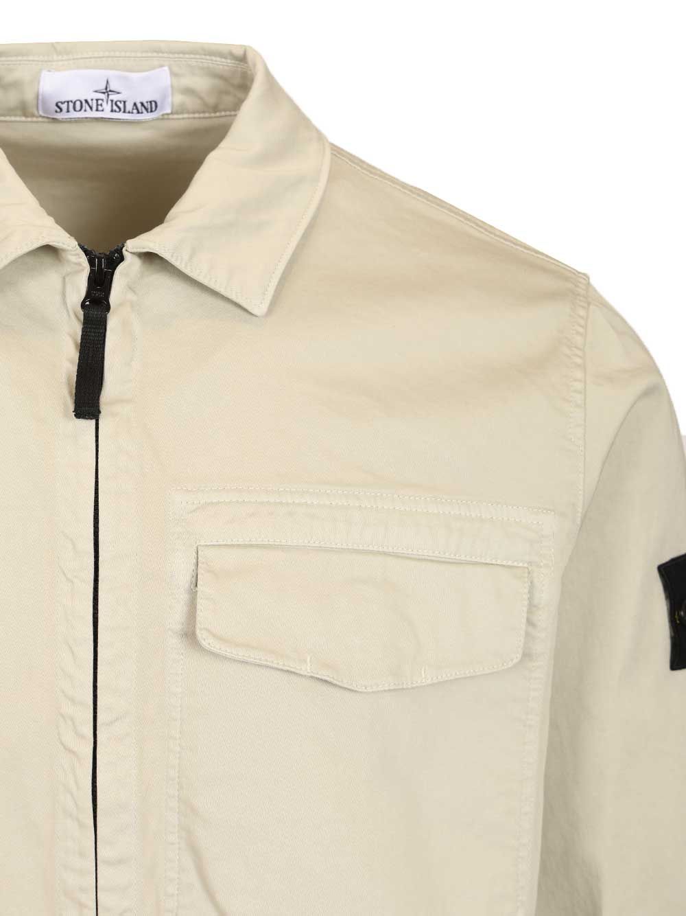 Stone Island Stretch Organic Cotton Satin Overshirt Shirts - Grey | 4ea2d4f2d46ded2c6f984a46e3e36a01dd2226c8