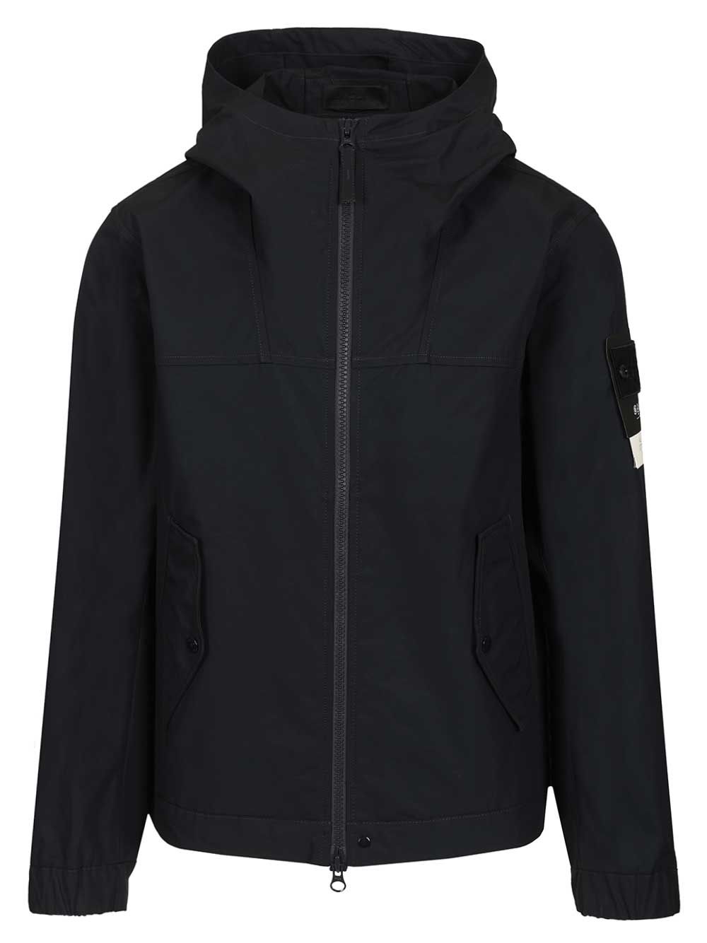 Stone Island Hooded Jacket In Stretch Organic Cotton Twill Giacche - Blu | 247f3907f3f6597d6f12ea86724c2332d3fd30c4