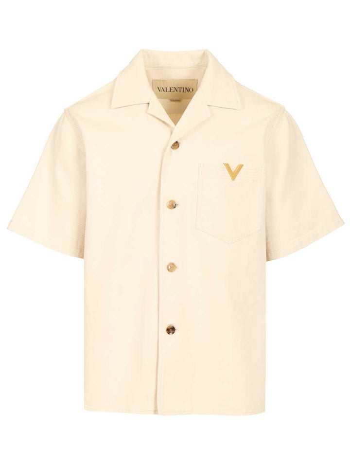 Valentino Garavani Valentino Denim Bowling Shirt Giacche - Bianco | 2fd595b7f7226a27878930fda3efba764e94fe68