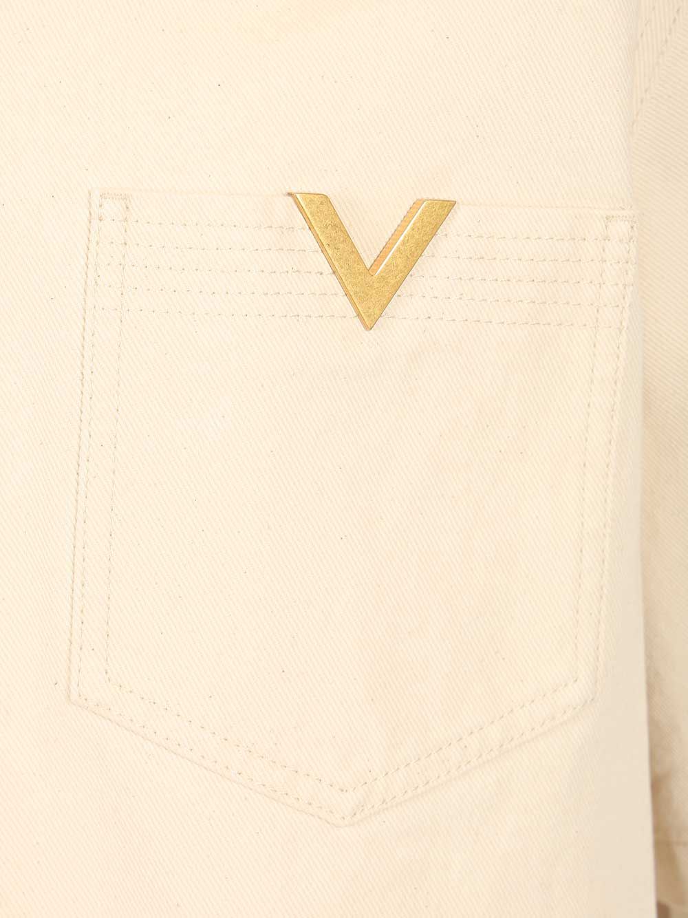Valentino Garavani Valentino Denim Bowling Shirt Giacche - Bianco | 5f88a7b60ae5c2c9b4457c874926450a18976bc9