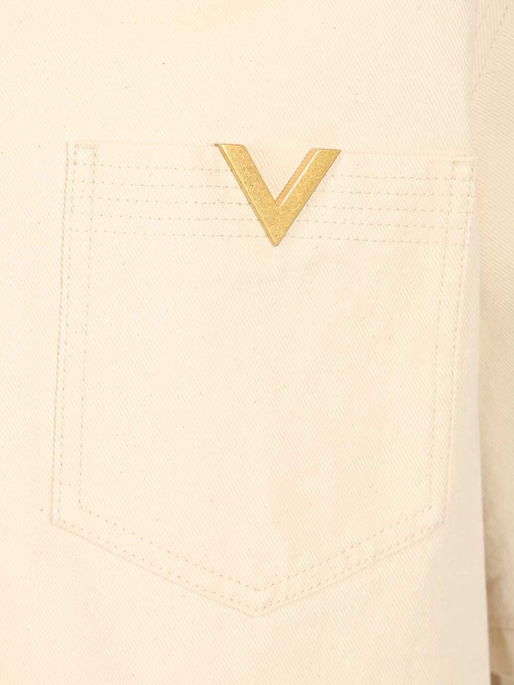Valentino Garavani Valentino Denim Bowling Shirt Giacche - Bianco | 5f88a7b60ae5c2c9b4457c874926450a18976bc9