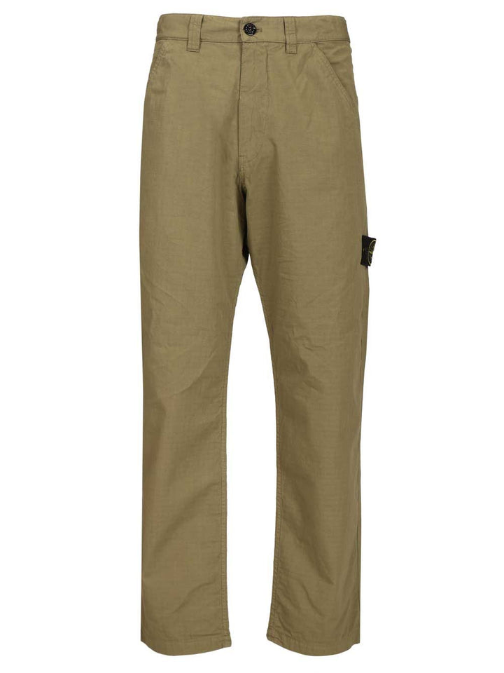 Stone Island Organic Cotton Ripstop Chino Trousers - Verde | ef16613f64fcb9ebdc99254ef0cdfc0f8d8554b6