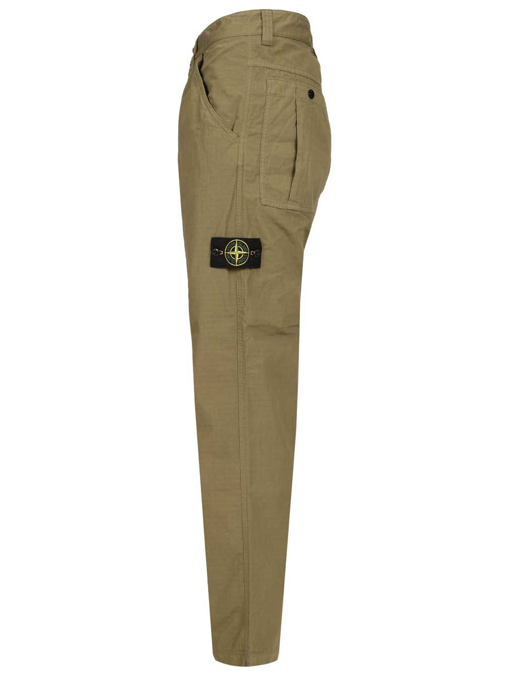 Stone Island Organic Cotton Ripstop Chino Trousers - Verde | 85f99ceb088234033688ab7a5e65bbfabd82f523