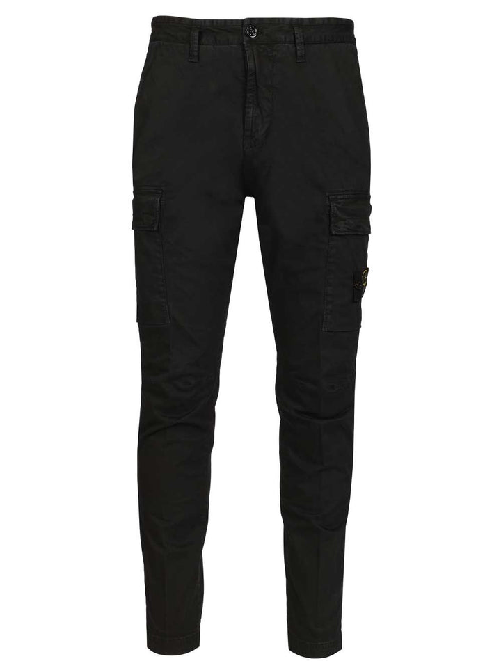 Stone Island Cargo  In Broken Cotton Twill Trousers - Nero | 3c85c50dde9386783dc93fef181817be97cfd107