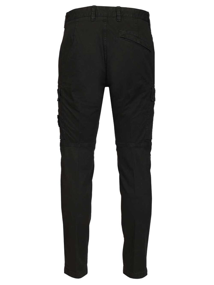 Stone Island Cargo  In Broken Cotton Twill Trousers - Nero | babff11ba1e3be644be599fa5718cbec62a64b11