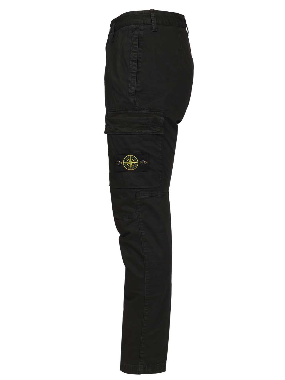 Stone Island Cargo  In Broken Cotton Twill Trousers - Nero | 7803bda91be42ca79db547820bfa90fcbe006a3e