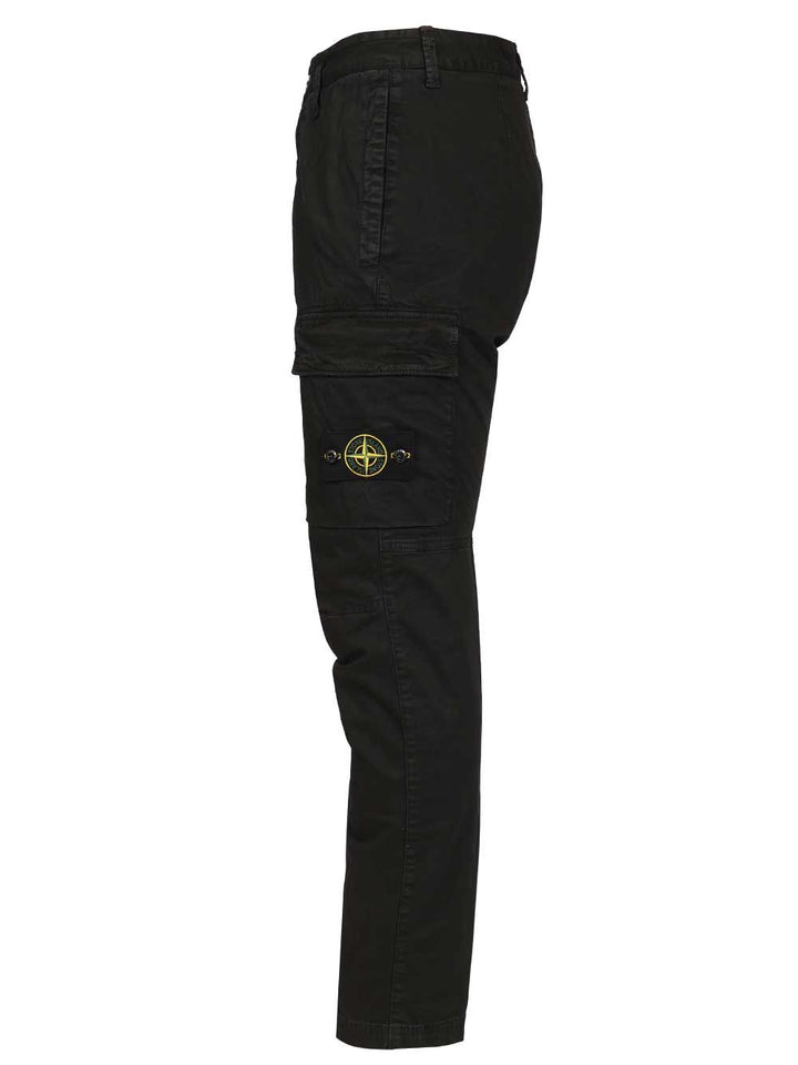 Stone Island Cargo  In Broken Cotton Twill Trousers - Nero | 7803bda91be42ca79db547820bfa90fcbe006a3e