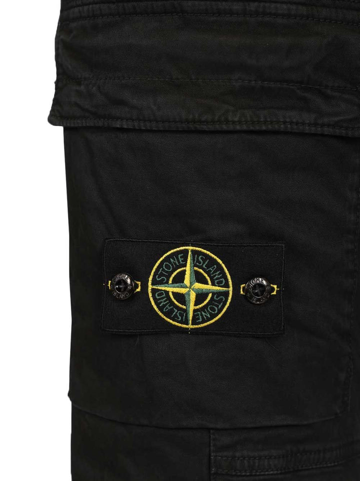 Stone Island Cargo  In Broken Cotton Twill Trousers - Nero | 65fd2844240976217176a8787d67b8203febbf2c