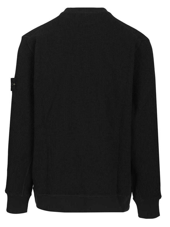 Stone Island Crewneck Sweatshirt In Waffle-Knit Organic Cotton Sweatshirts - Blu | c2b5f58536f7a02661aa87dda0d5102cdc4d79f3