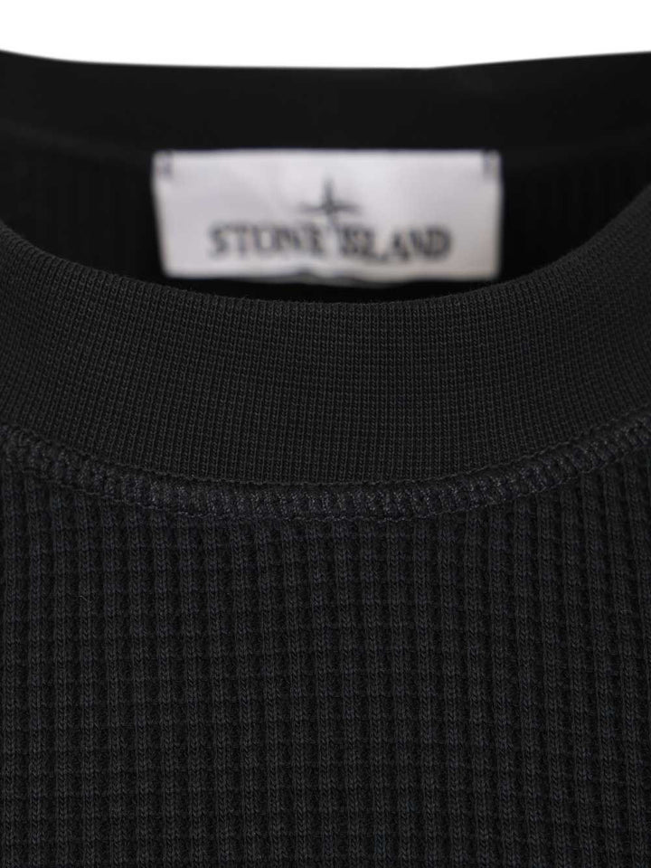 Stone Island Crewneck Sweatshirt In Waffle-Knit Organic Cotton Sweatshirts - Blu | 9916b43feba30c43f93aba7f49e7628881f6645e