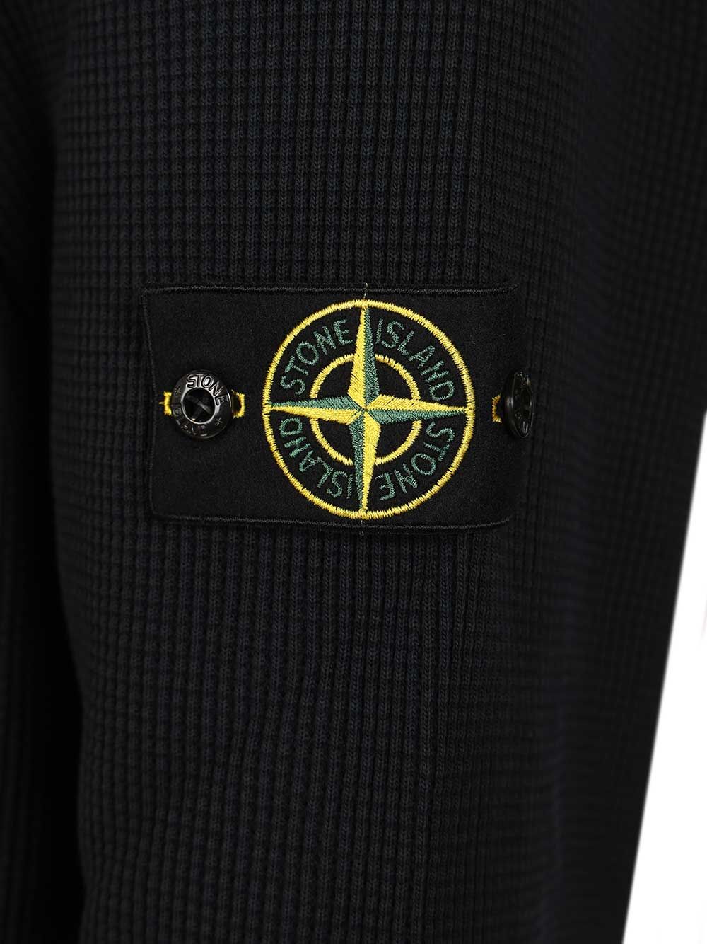 Stone Island Crewneck Sweatshirt In Waffle-Knit Organic Cotton Sweatshirts - Blu | f170ef5e44699a49ea33aeb02d531c2166f4f52b