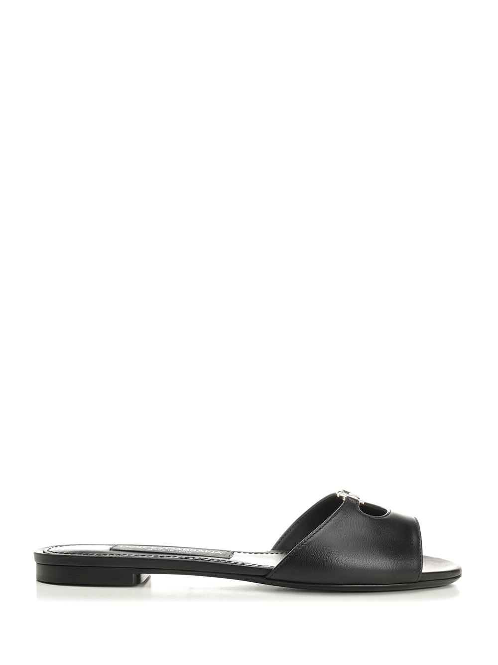 Dolce & Gabbana Leather Slides Sandali - Nero | 07545b4eba6c907fdb5325469f7c414026c8e2b4