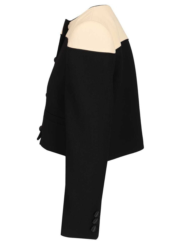 Valentino Garavani Two-Tone Wool Jacket Knitwear - Nero | c5676367672d83afb71e1511af37fdcd6d06ee83