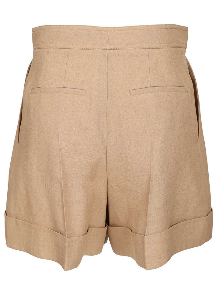 Valentino Garavani Linen And Viscose Shorts Trousers - Beige | 5b24d6c2d8a5c8dc5bcd6b7b7cf0dad3b7a37793