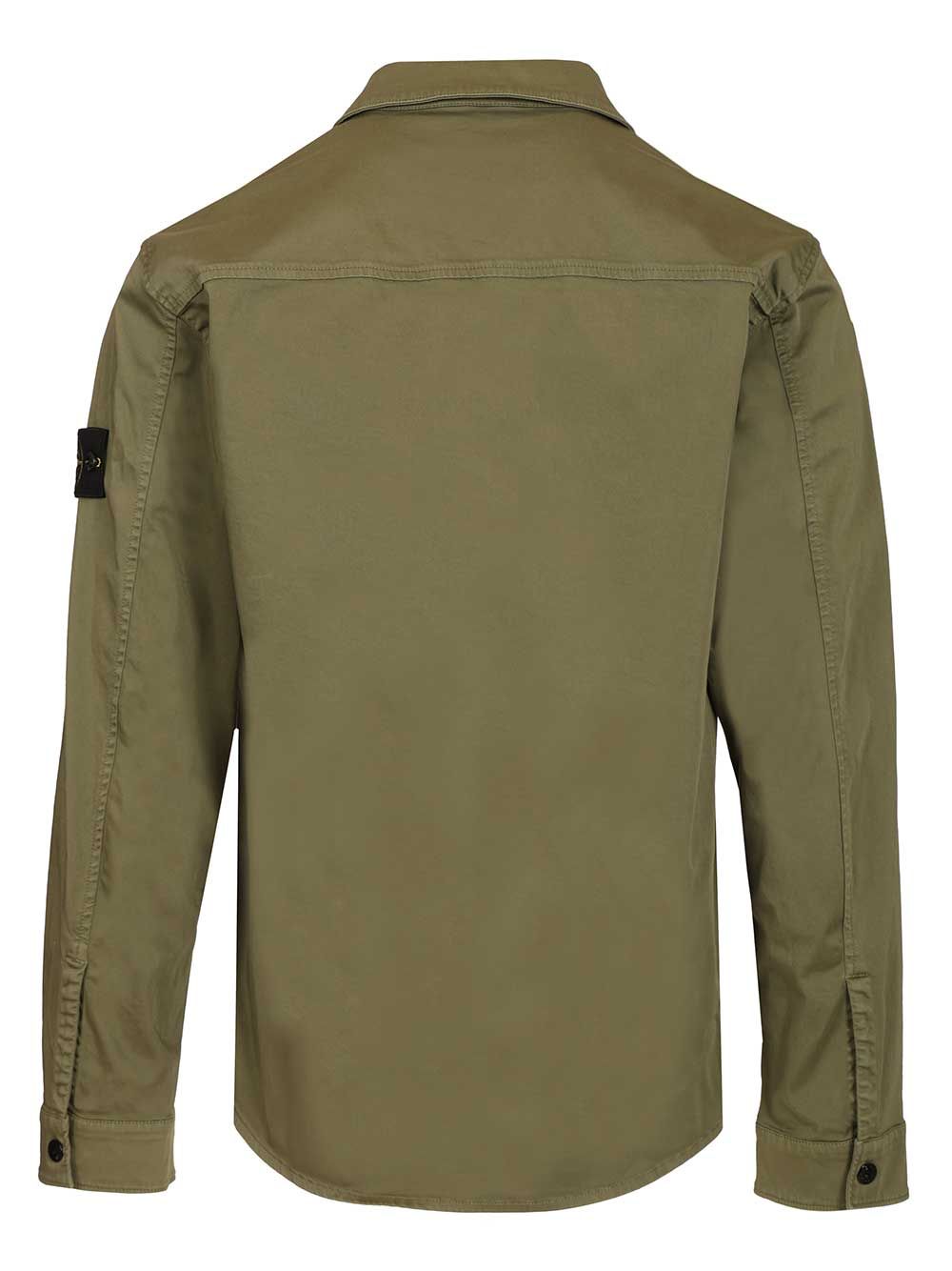 Stone Island Stretch Organic Cotton Satin Overshirt Shirts - Verde | c82d4d696db3b33f27a2bec51c0f8d519805e502