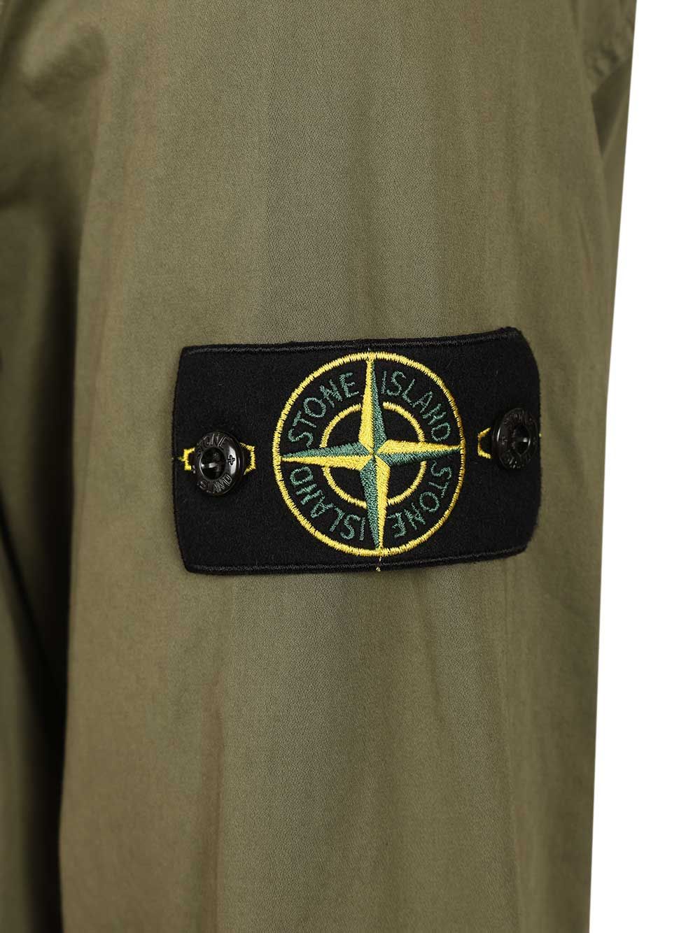 Stone Island Stretch Organic Cotton Satin Overshirt Shirts - Verde | ab0852857349d76170873f93f668ceb250b493d1