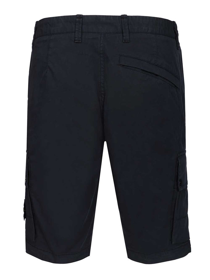 Stone Island Cargo Bermuda Shorts In Stretch Organic Cotton Twill Trousers - Blu | 92b67f0149c5c7c50cfeb0a980f165ce31587e02