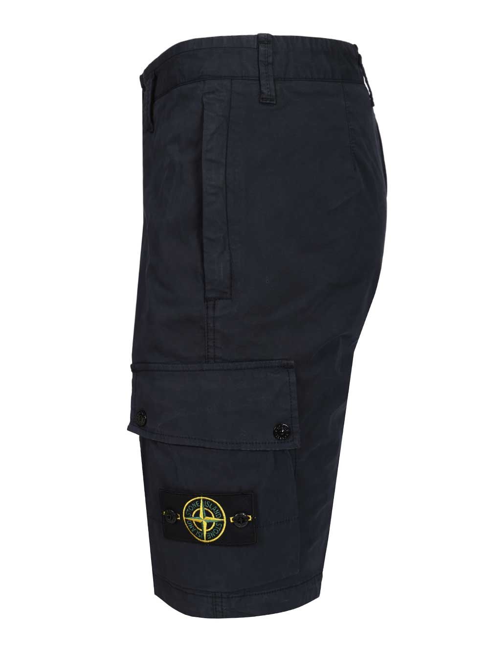 Stone Island Cargo Bermuda Shorts In Stretch Organic Cotton Twill Trousers - Blu | 407a70b7894bf9524def0f5037bbaf154973c685