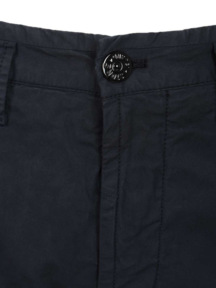 Stone Island Cargo Bermuda Shorts In Stretch Organic Cotton Twill Trousers - Blu | 74e6e112b4908ee6297139f605dc04f108043c43