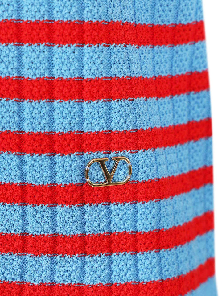 Valentino Garavani Ribbed And Striped Cotton T-Shirt - Blu | 88e91d75a83d4e7170ed743af721ca912265c927