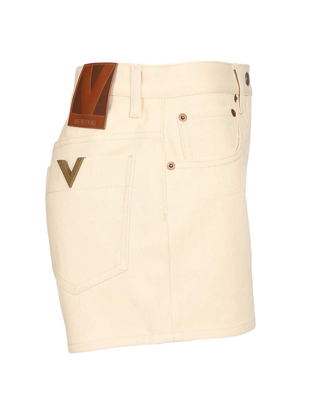 Valentino Garavani Denim Shorts Trousers - Bianco | 94699905018ab1ed0407e37db5db00d78589cc9d