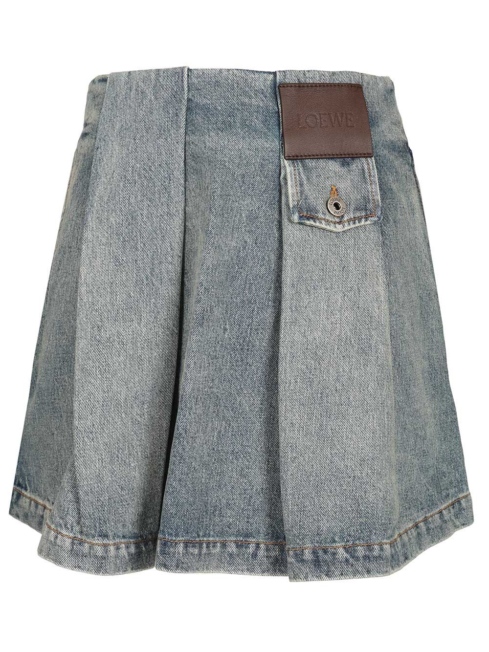 Loewe Washed Denim Mini Skirt Gonne - Blu | fc038e01996aedd65f9279c4d13f810eb041337b