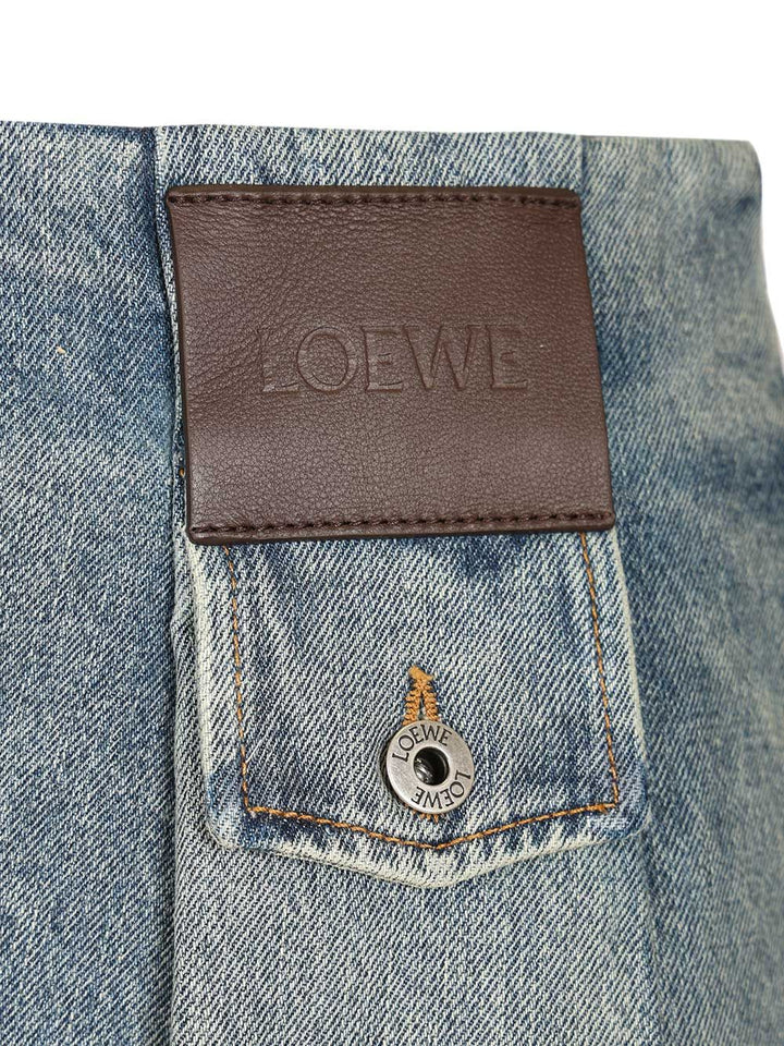 Loewe Washed Denim Mini Skirt Gonne - Blu | 7f37d293fa063debced08c7a3ee9f4bd3e530884